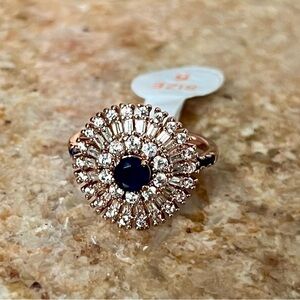 Bomb Party Elegant Sapphire and Rose Gold Women's Ring